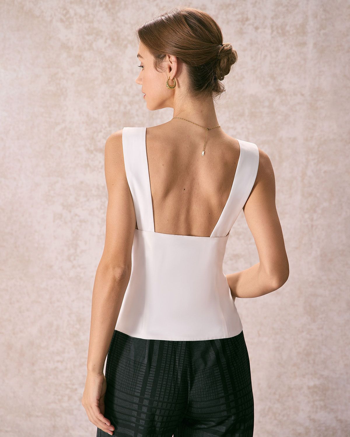The White Sweetheart Neck Button Tank Top sold by rihoas product image thumbnail 5
