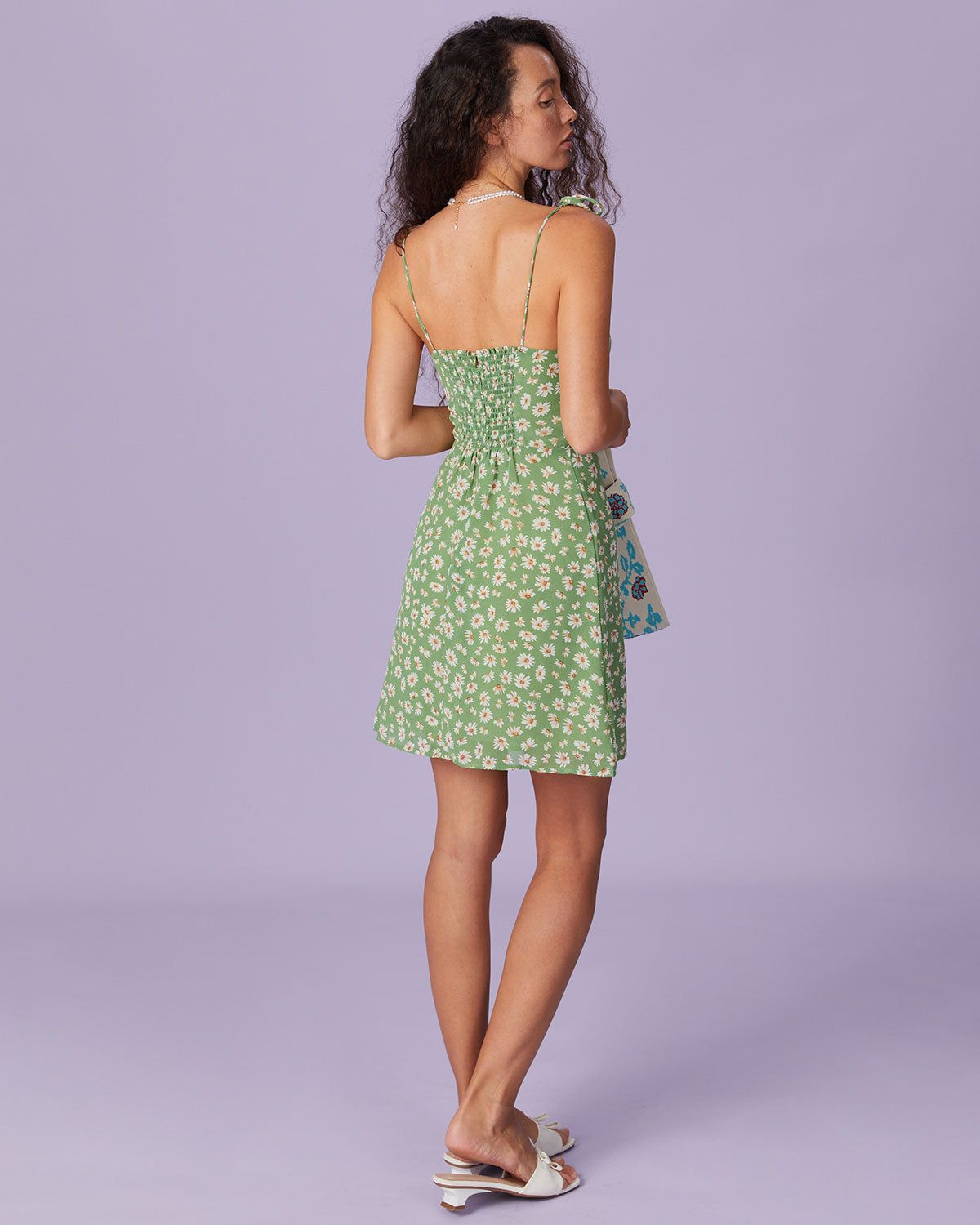 The Green Sweetheart Neck Floral Daisy Mini Dress sold by rihoas product image thumbnail 6