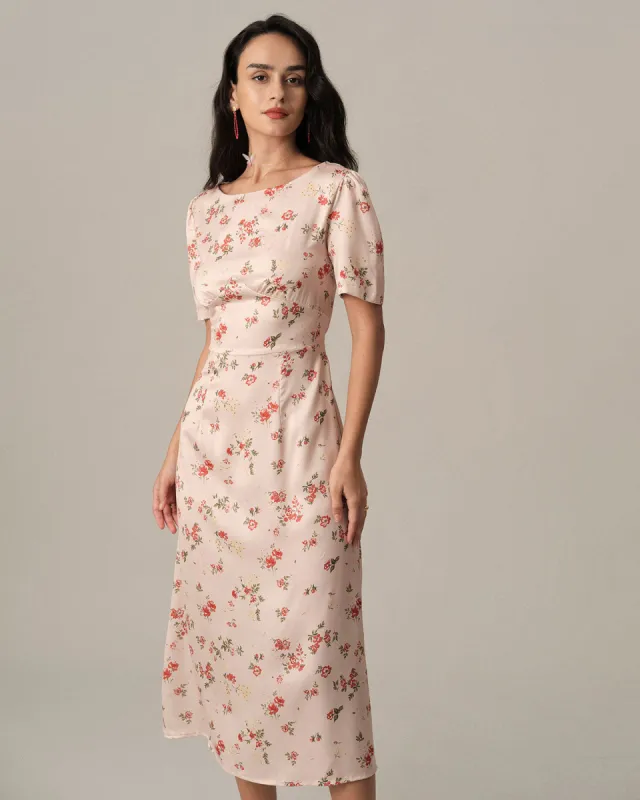 The Floral Tie Strap Cutout Midi Dress sold by rihoas