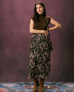 The Elastic Waist Pleated Floral Midi Skirt sold by rihoas