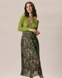 The Elastic Waist Pleated Floral Midi Skirt sold by rihoas