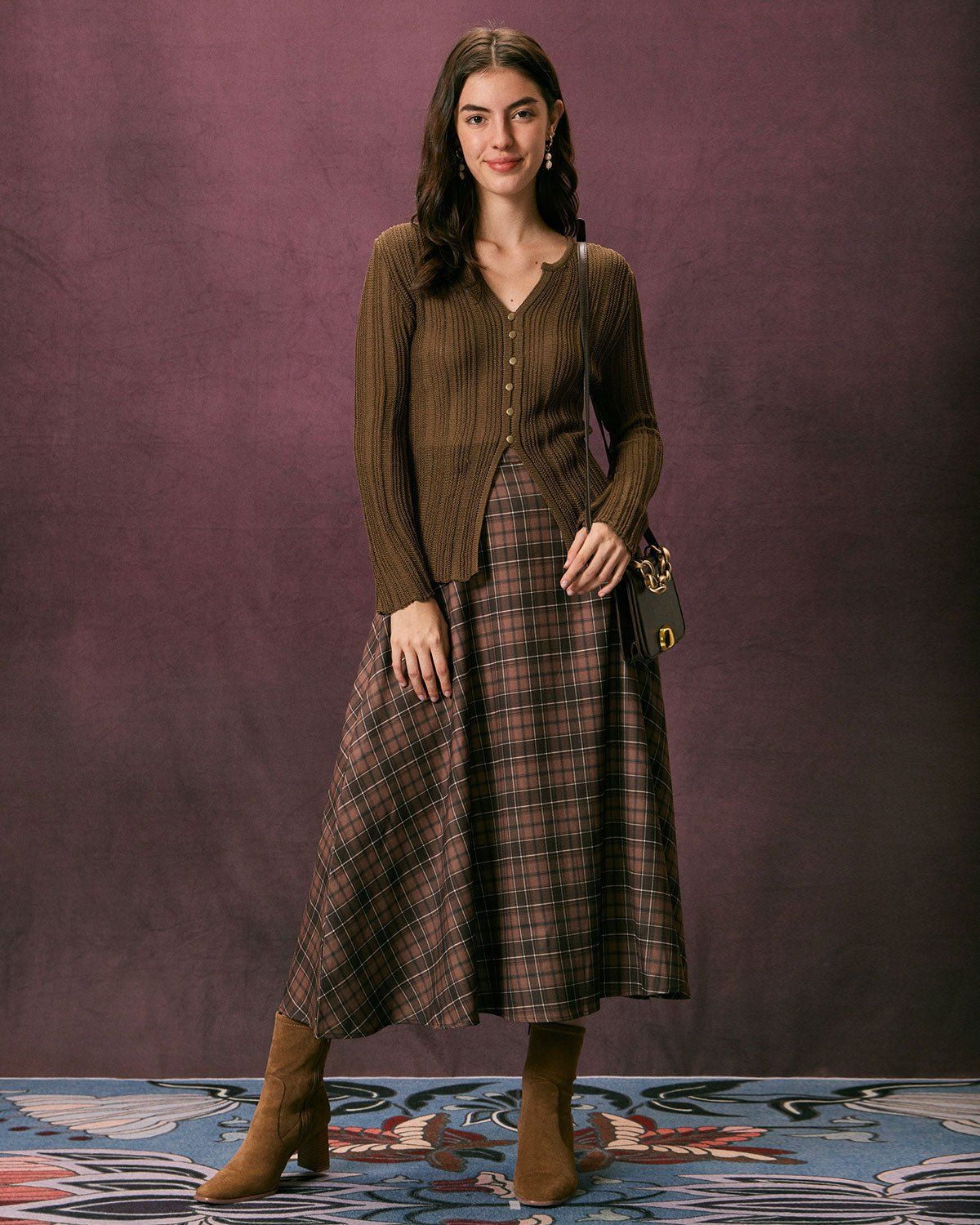 The Coffee V Neck Button Pointelle Knit Top sold by rihoas product image thumbnail 2