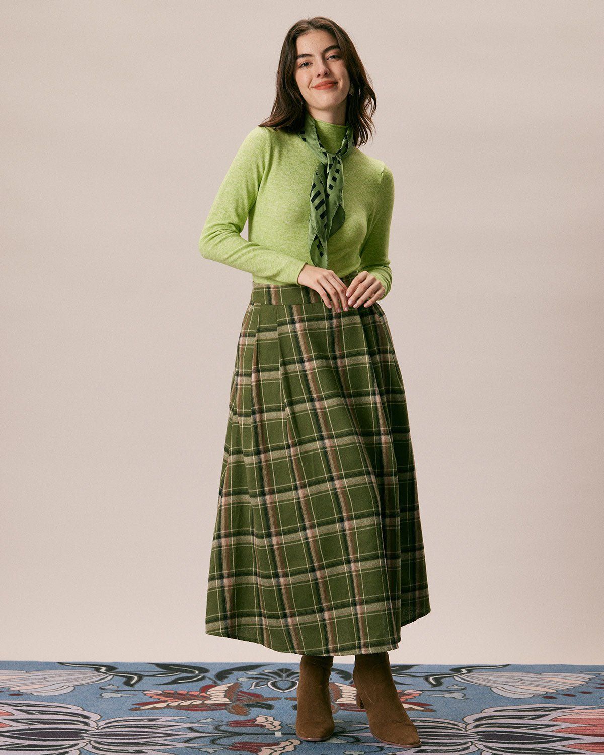 The Green Mock Neck Long Sleeve Knit Top sold by rihoas product image thumbnail 2