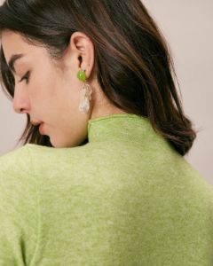 The Green Mock Neck Long Sleeve Knit Top sold by rihoas