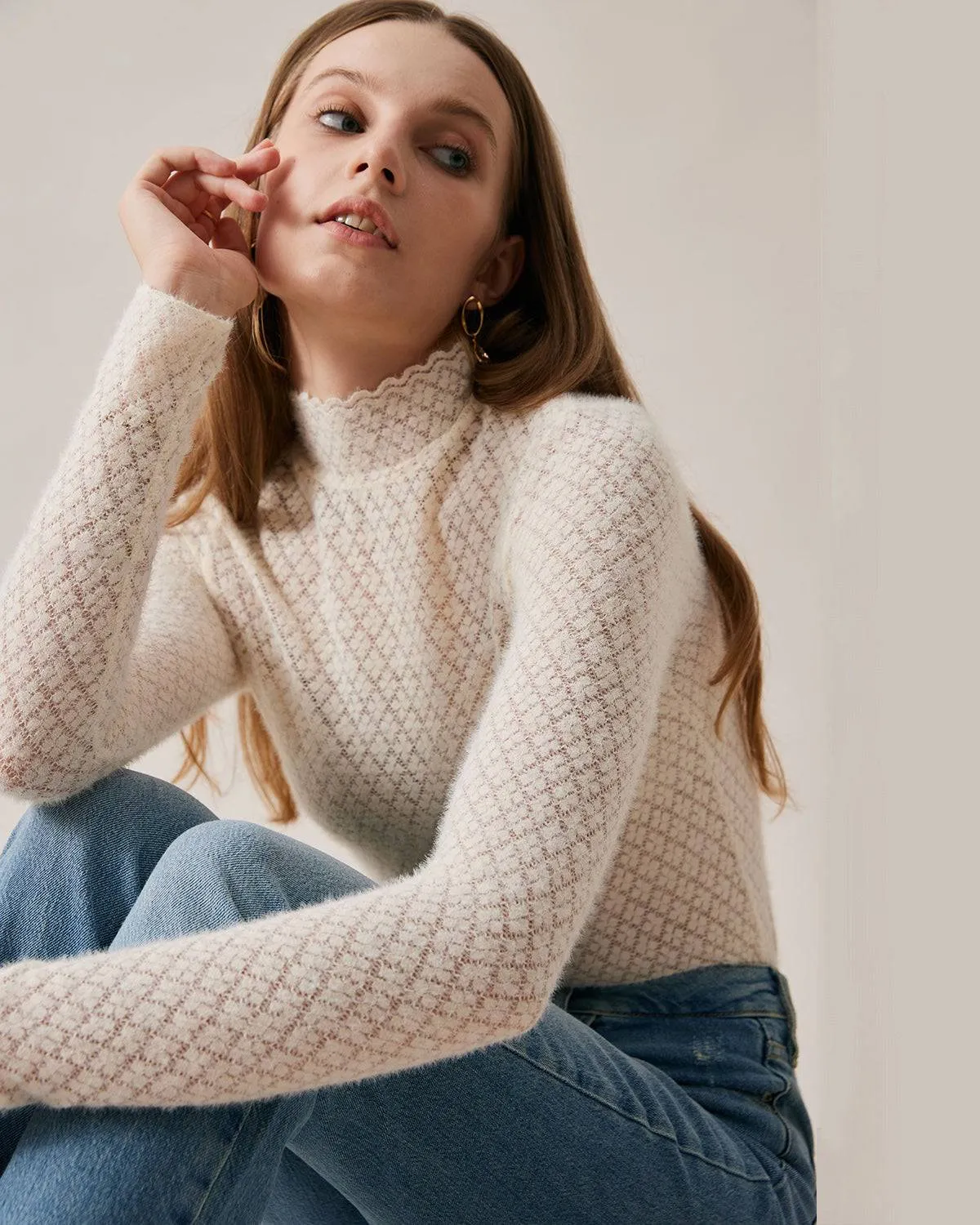 The Floral See-Through Knitwear sold by rihoas