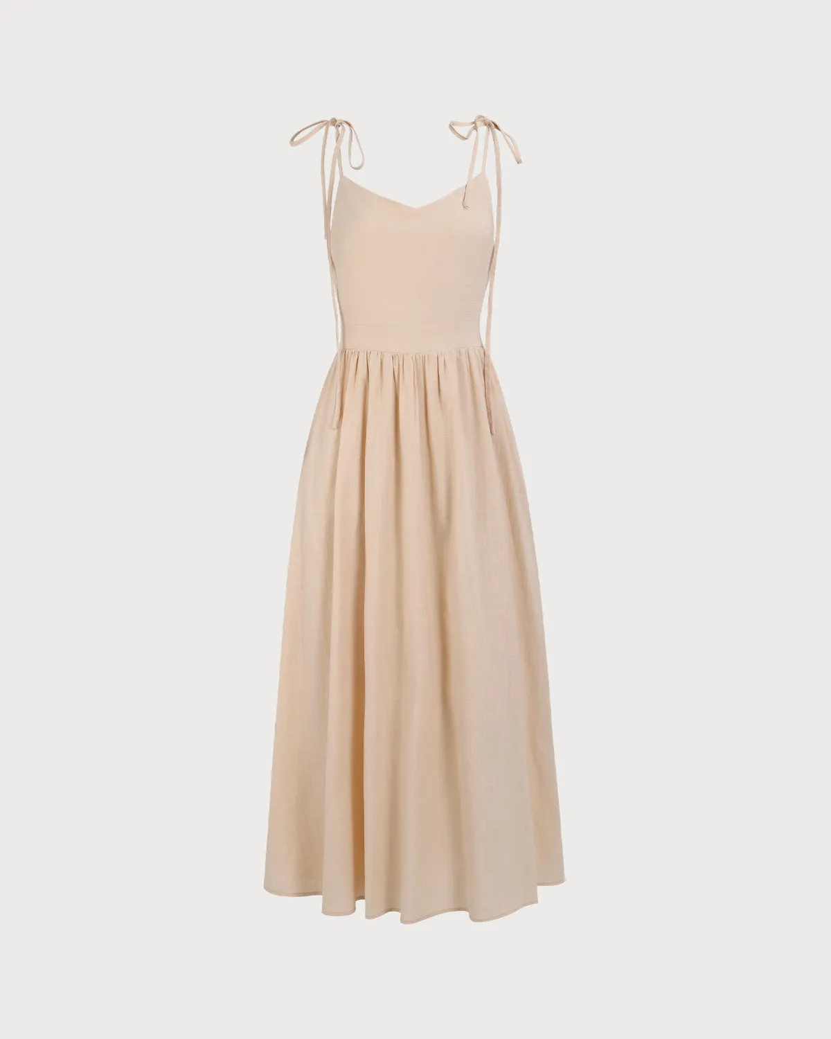 Women's Apricot Backless Cotton Slip Maxi Dress sold by rihoas product image thumbnail 5