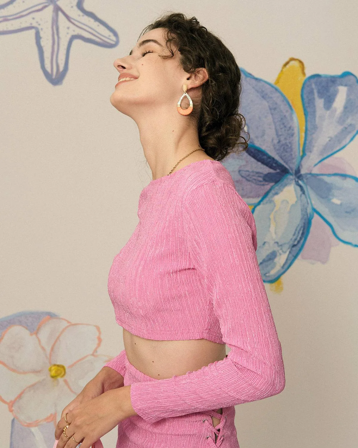 The Textured Crop Knit Top sold by rihoas product image thumbnail 2