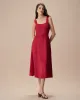 Women's Red Satin Slip Midi Dress sold by rihoas
