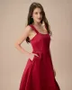 Women's Red Satin Slip Midi Dress sold by rihoas