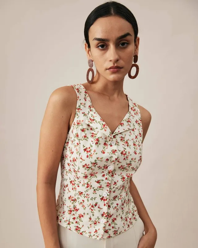 The Sleeveless Floral Shirt sold by rihoas