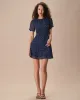 The Navy Crew Neck Polka Dot Cutout Mini Dress sold by rihoas