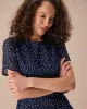 The Navy Crew Neck Polka Dot Cutout Mini Dress sold by rihoas