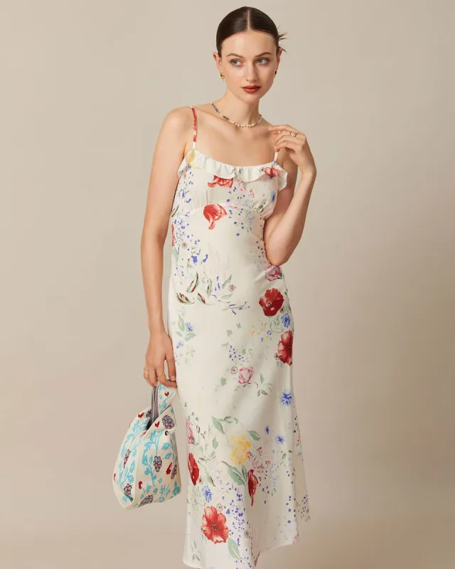 The Apricot Floral Ruffle Bodycon Midi Dress made by rihoas