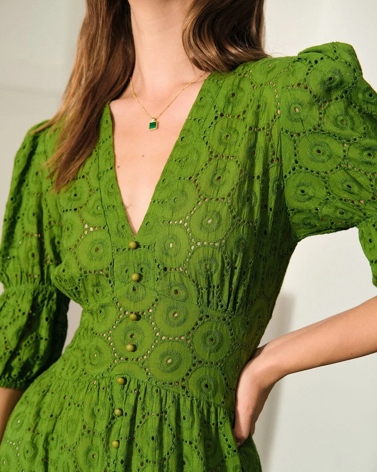 The Puff Sleeve Cutout Slit Maxi Dress sold by rihoas product image thumbnail 2