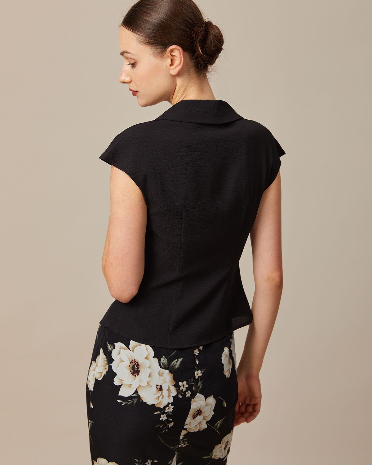 The Black V Neck Button Raglan Sleeve Shirt sold by rihoas product image thumbnail 6