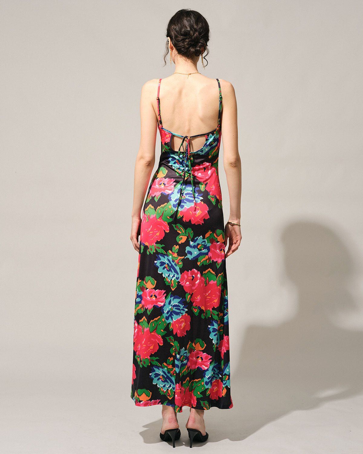 The Cowl Neck Floral Slip Maxi Dress sold by rihoas product image thumbnail 5