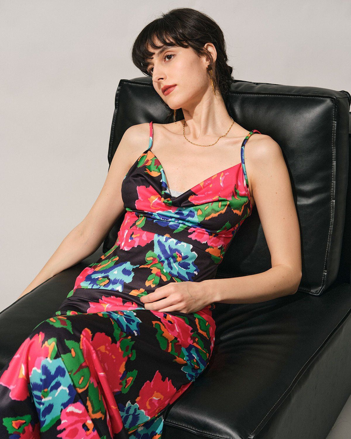 The Cowl Neck Floral Slip Maxi Dress sold by rihoas product image thumbnail 2