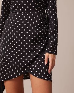 The Black Stand Collar Polka Dot Mini Dress sold by rihoas