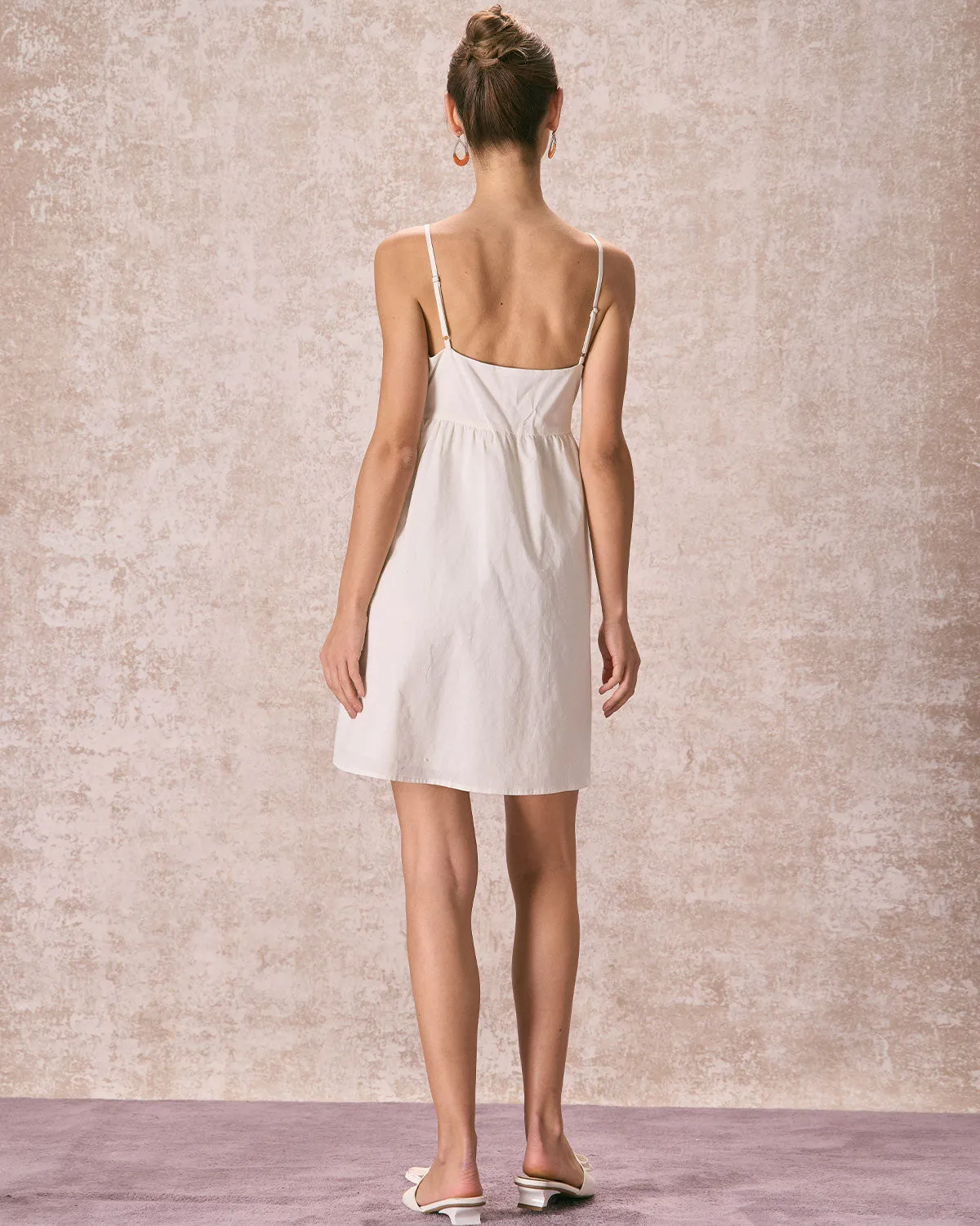The Beige V-Neck Slip Mini Dress sold by rihoas product image thumbnail 5