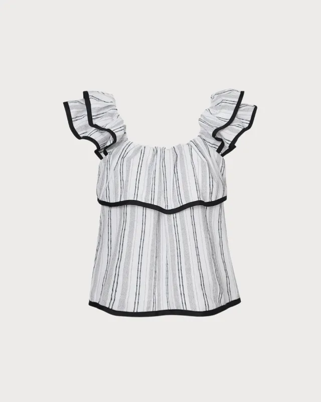 The Multi Butterfly Sleeve Striped Tank Top sold by rihoas