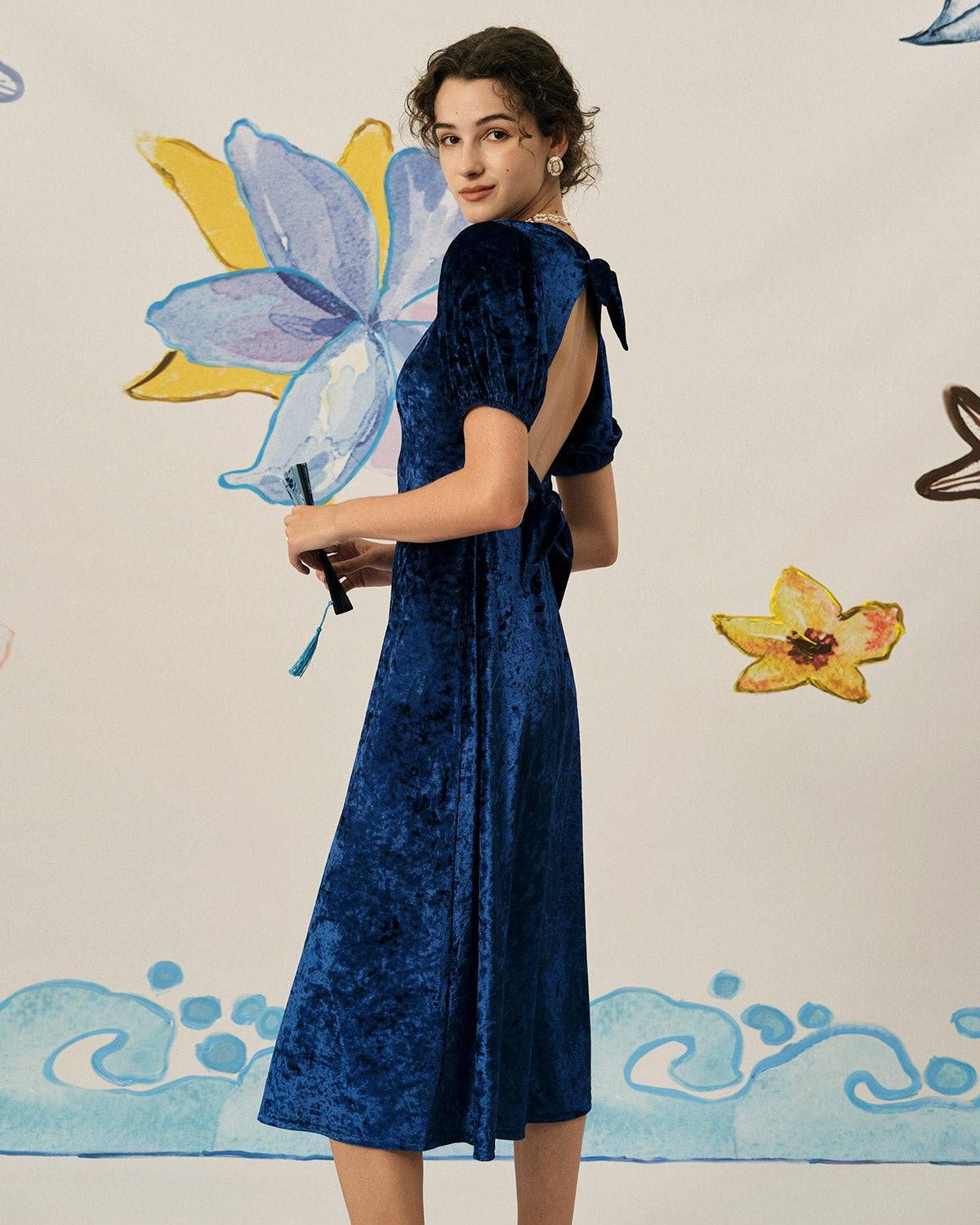 The Velvet Backless Midi Dress sold by rihoas product image thumbnail 5