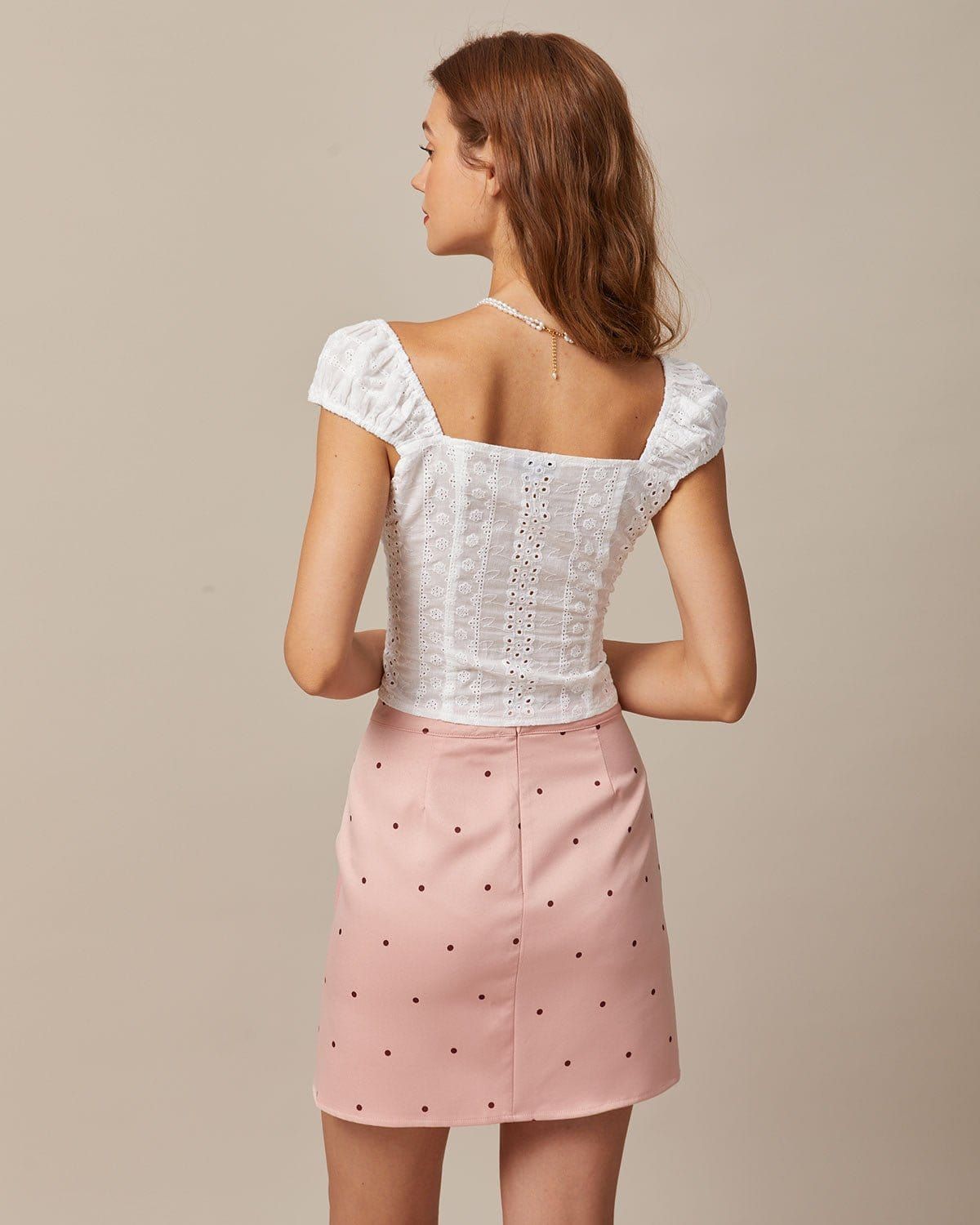 The White Lace Up Eyelet Embroidery Blouse sold by rihoas product image thumbnail 5