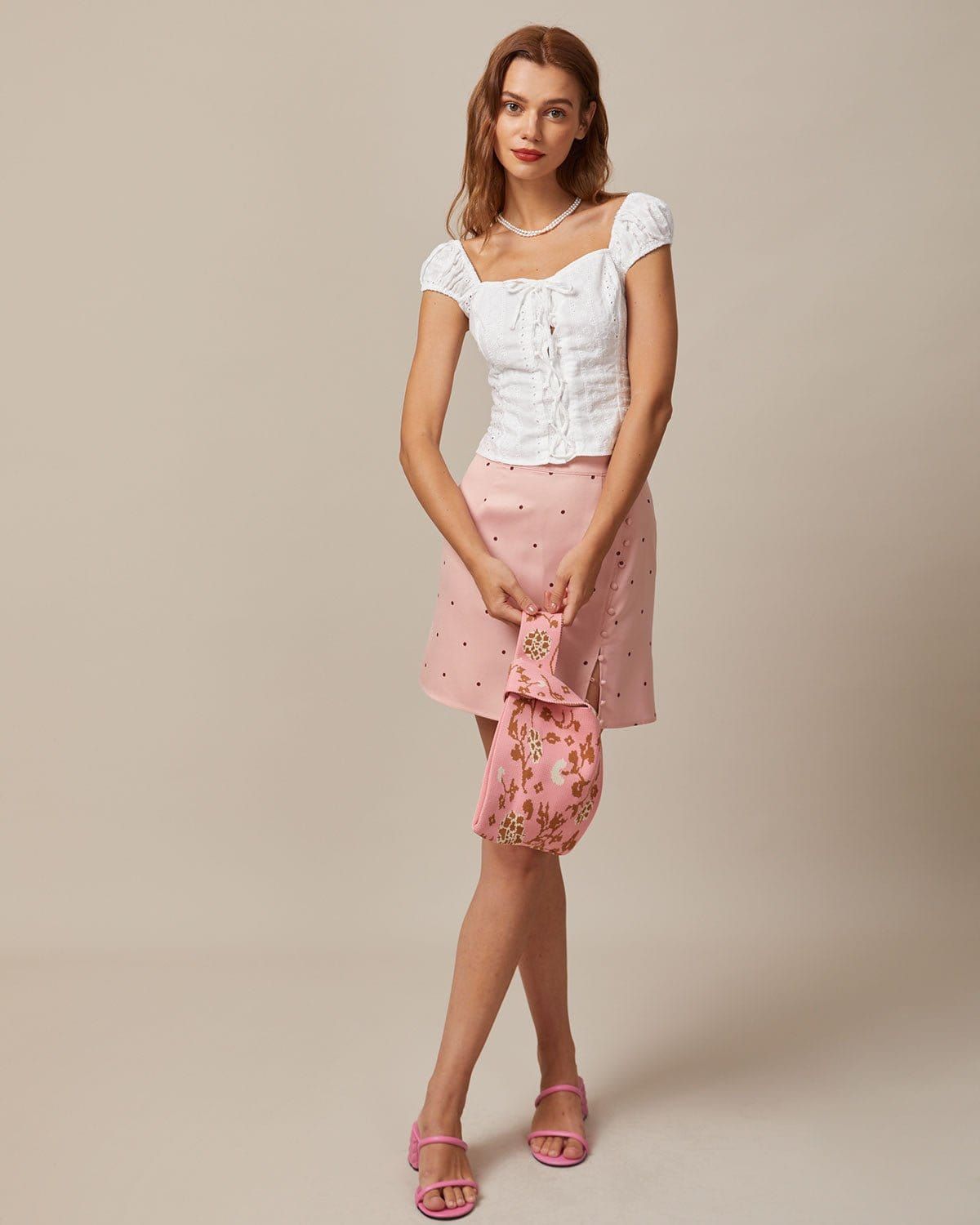 The White Lace Up Eyelet Embroidery Blouse sold by rihoas product image thumbnail 3