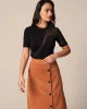 The Black Round Neck Spliced Sheer Knit Top sold by rihoas