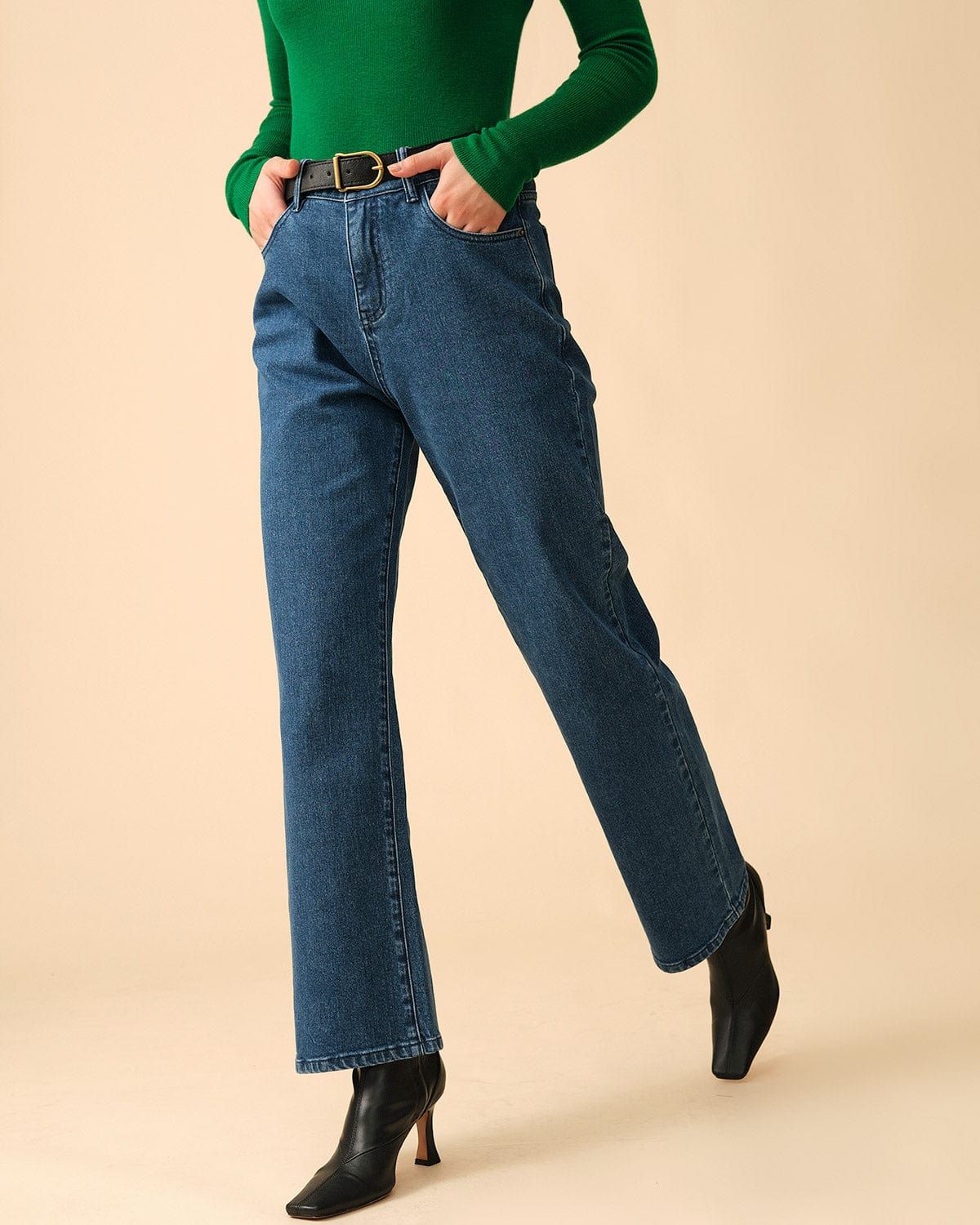 The Solid High Waisted Straight-legs Jeans sold by rihoas product image thumbnail 4