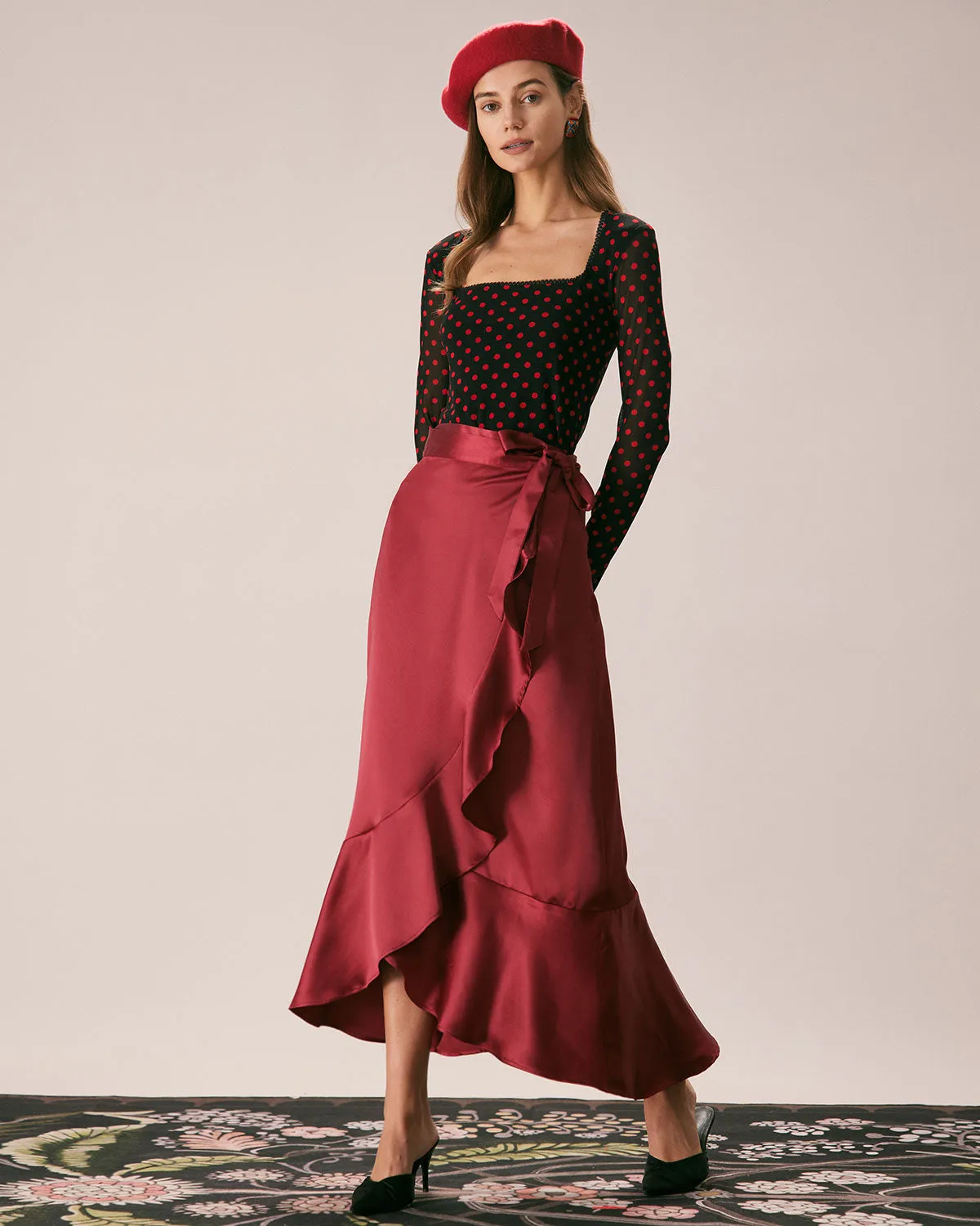 The Black Square Neck Polka Dot Printed Tee sold by rihoas product image thumbnail 4