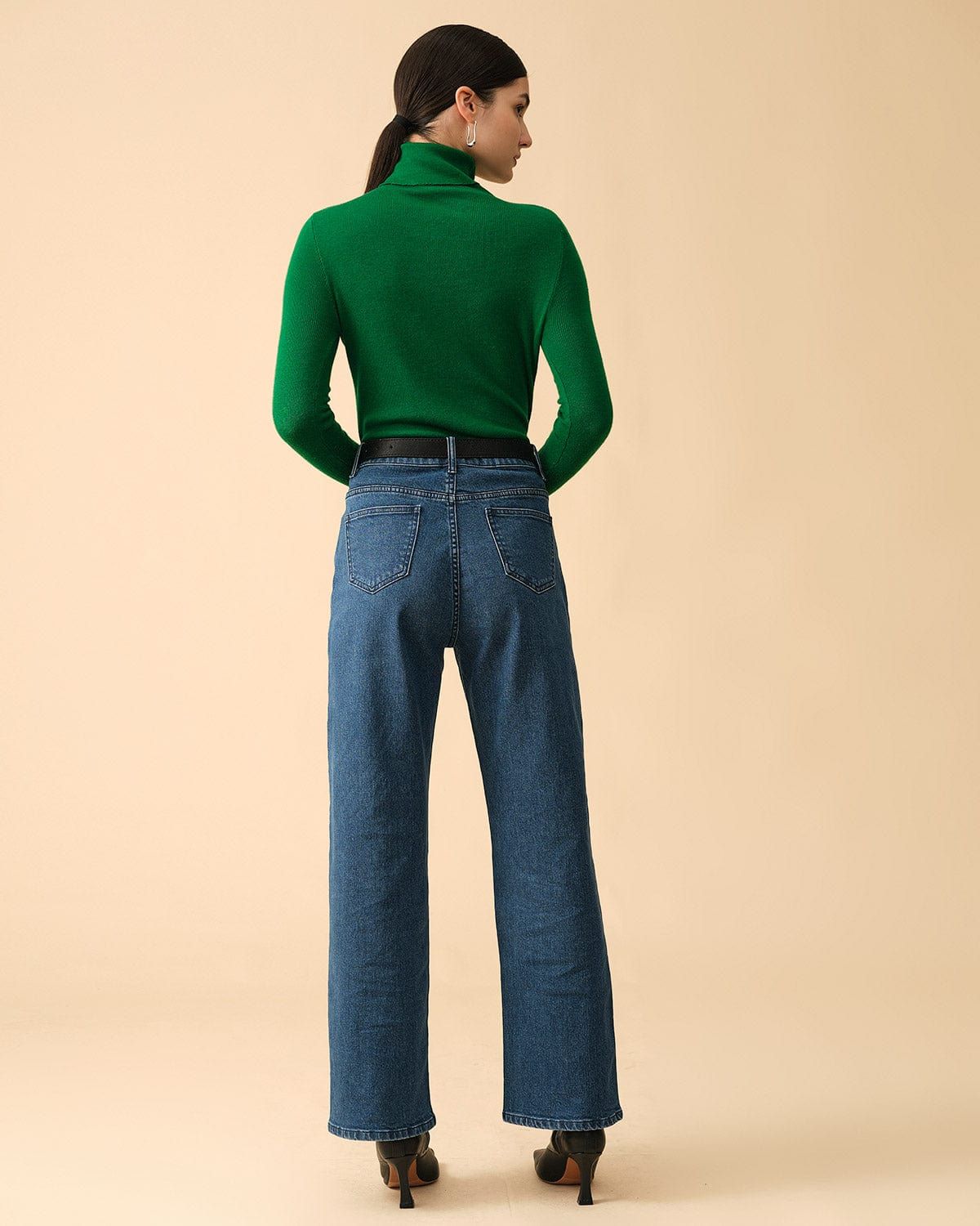 The Solid High Waisted Straight-legs Jeans sold by rihoas product image thumbnail 3
