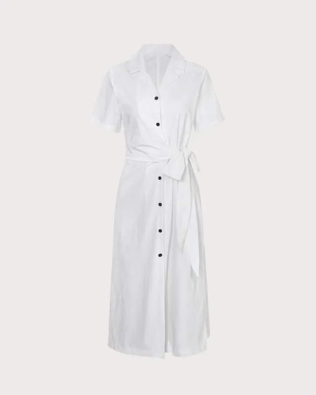 The White Lapel Single-Breasted Midi Dress sold by rihoas
