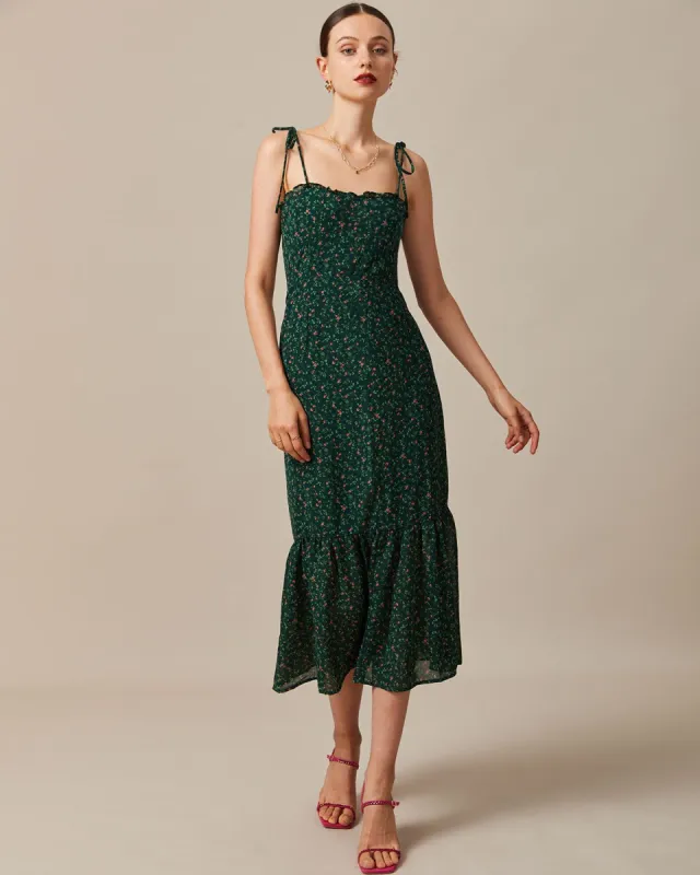 The Green Sweetheart Neck Ruffle Maxi Dress sold by rihoas