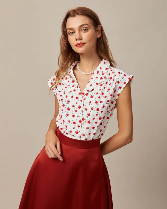 The White V Neck Floral Raglan Sleeve Shirt sold by rihoas