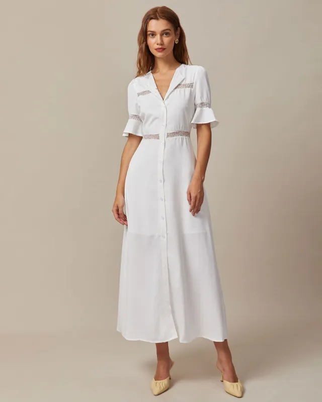The White Lace Butterfly Sleeve Maxi Dress sold by rihoas