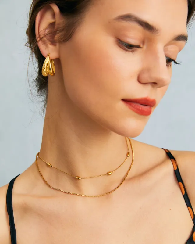 The Gold Geometric Oval Beads Necklace sold by rihoas