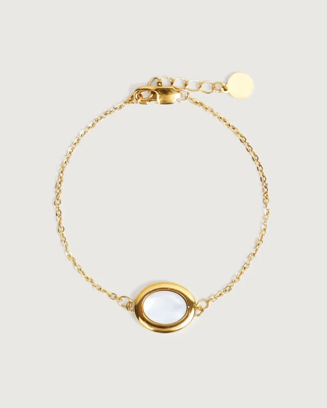 The Gold Geometric Oval Opal Bracelet sold by rihoas