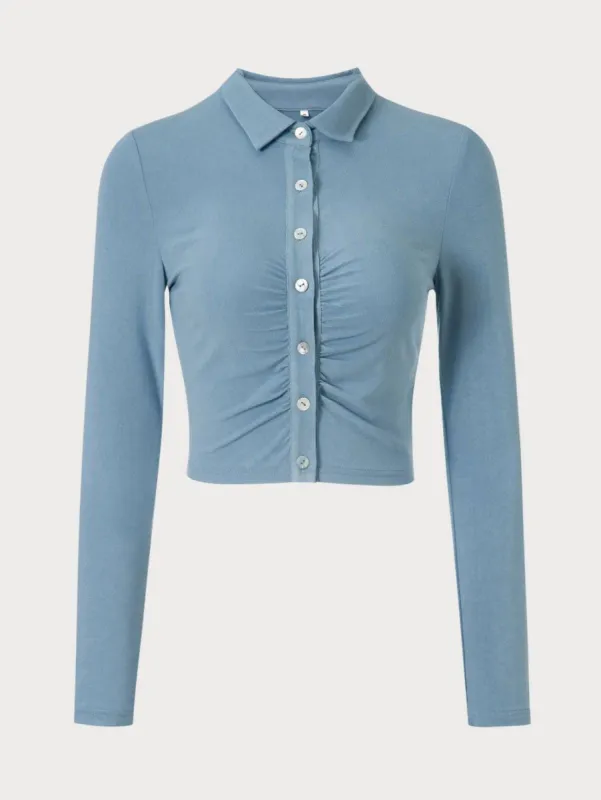 The Ruched Button Up Tee sold by rihoas