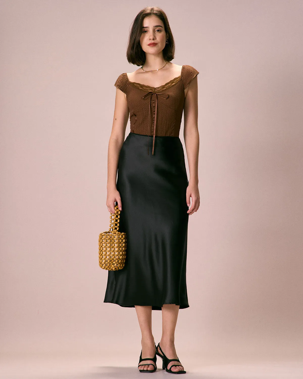 The Coffee V Neck Lace Textured Tee sold by rihoas product image thumbnail 4