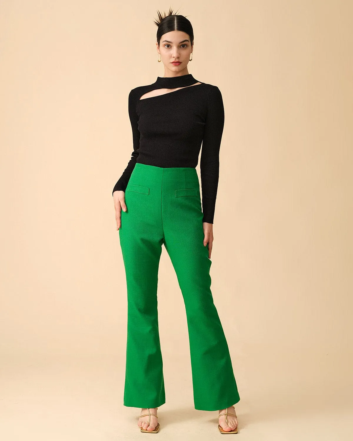 The Solid High-waisted Flare Pants sold by rihoas product image thumbnail 2