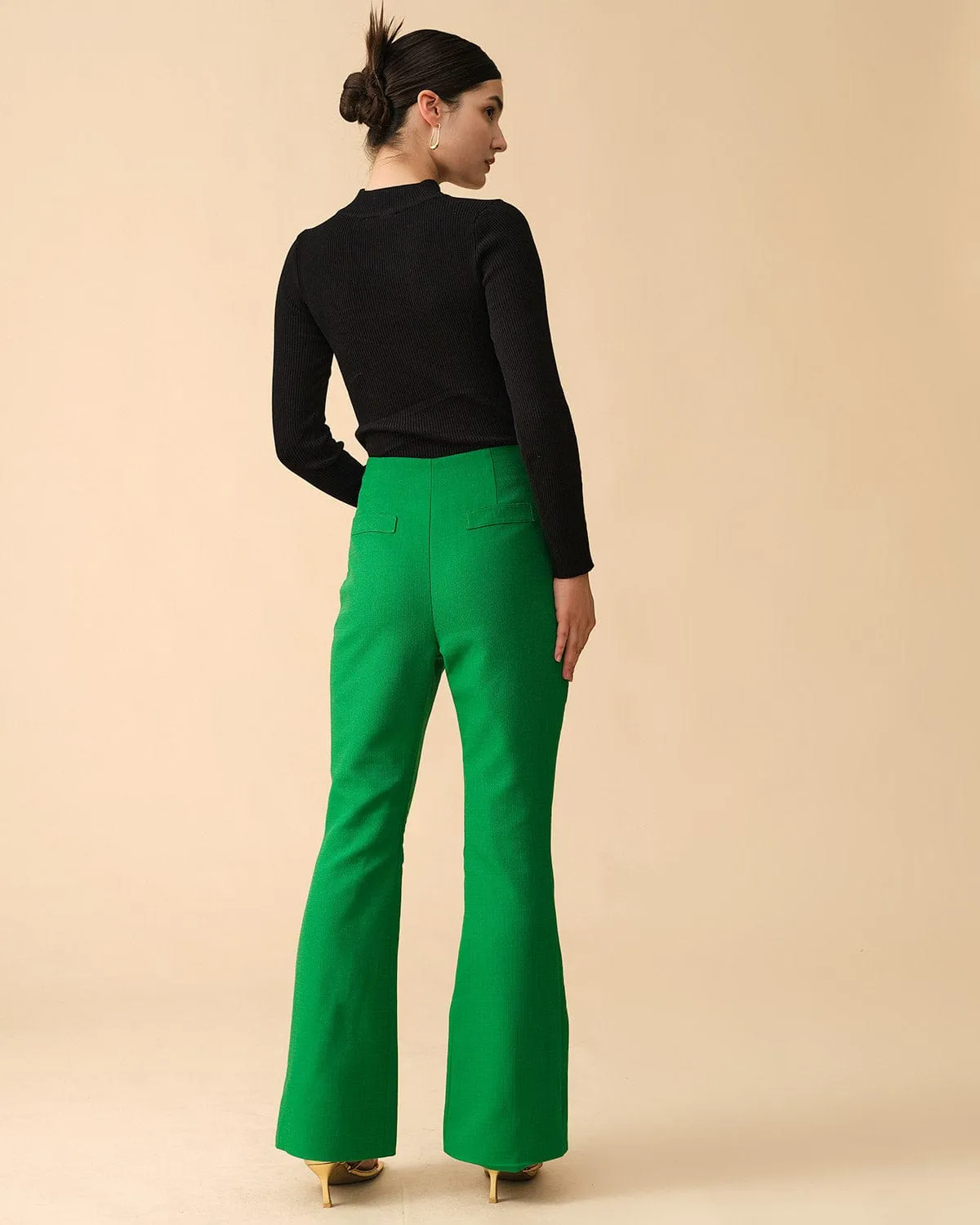 The Solid High-waisted Flare Pants sold by rihoas product image thumbnail 5