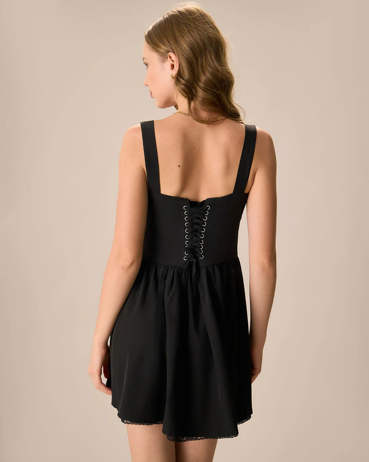 Women's Black Lace Ruched Mini Dress sold by rihoas product image thumbnail 5