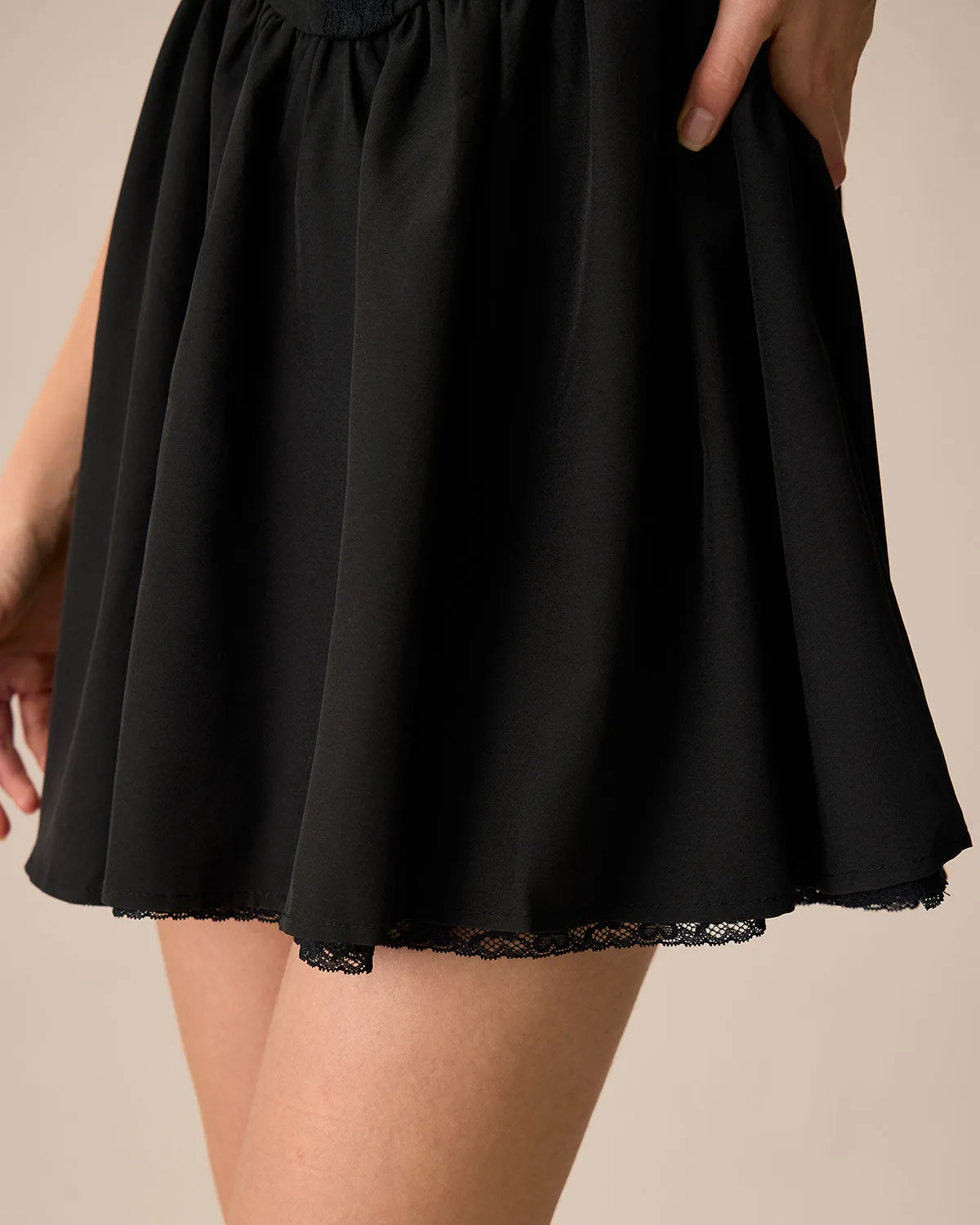 Women's Black Lace Ruched Mini Dress sold by rihoas product image thumbnail 3