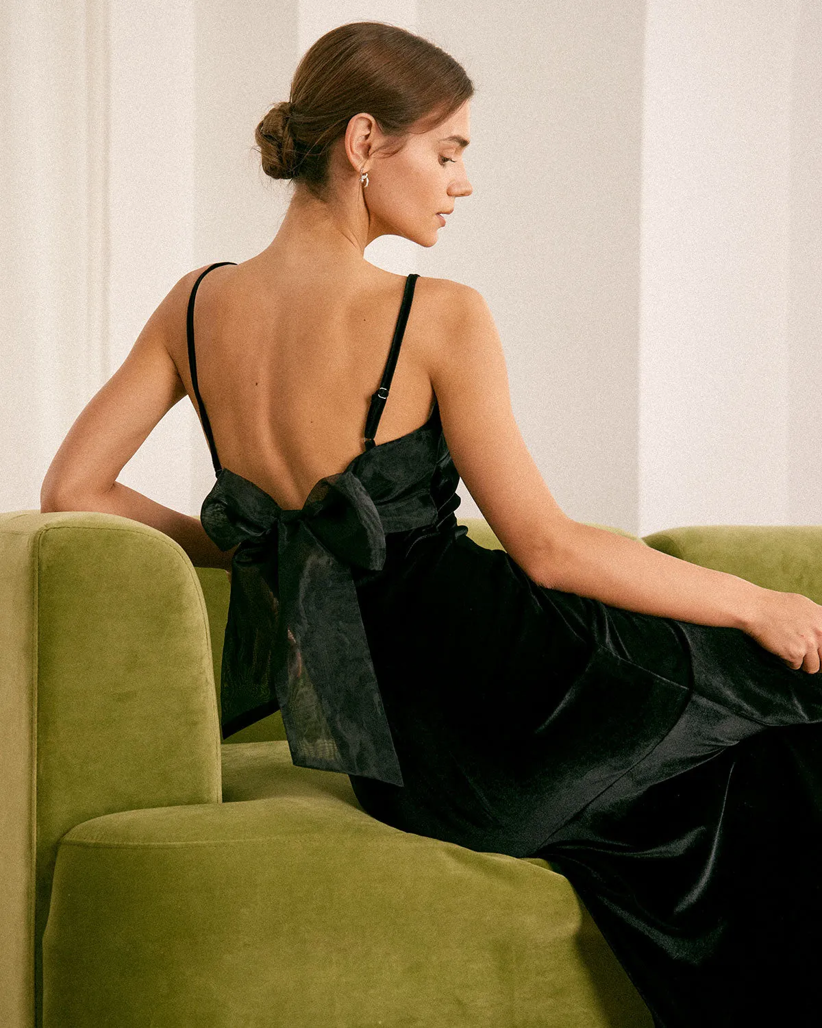 The Black Mesh Spliced Velvet Maxi Dress sold by rihoas