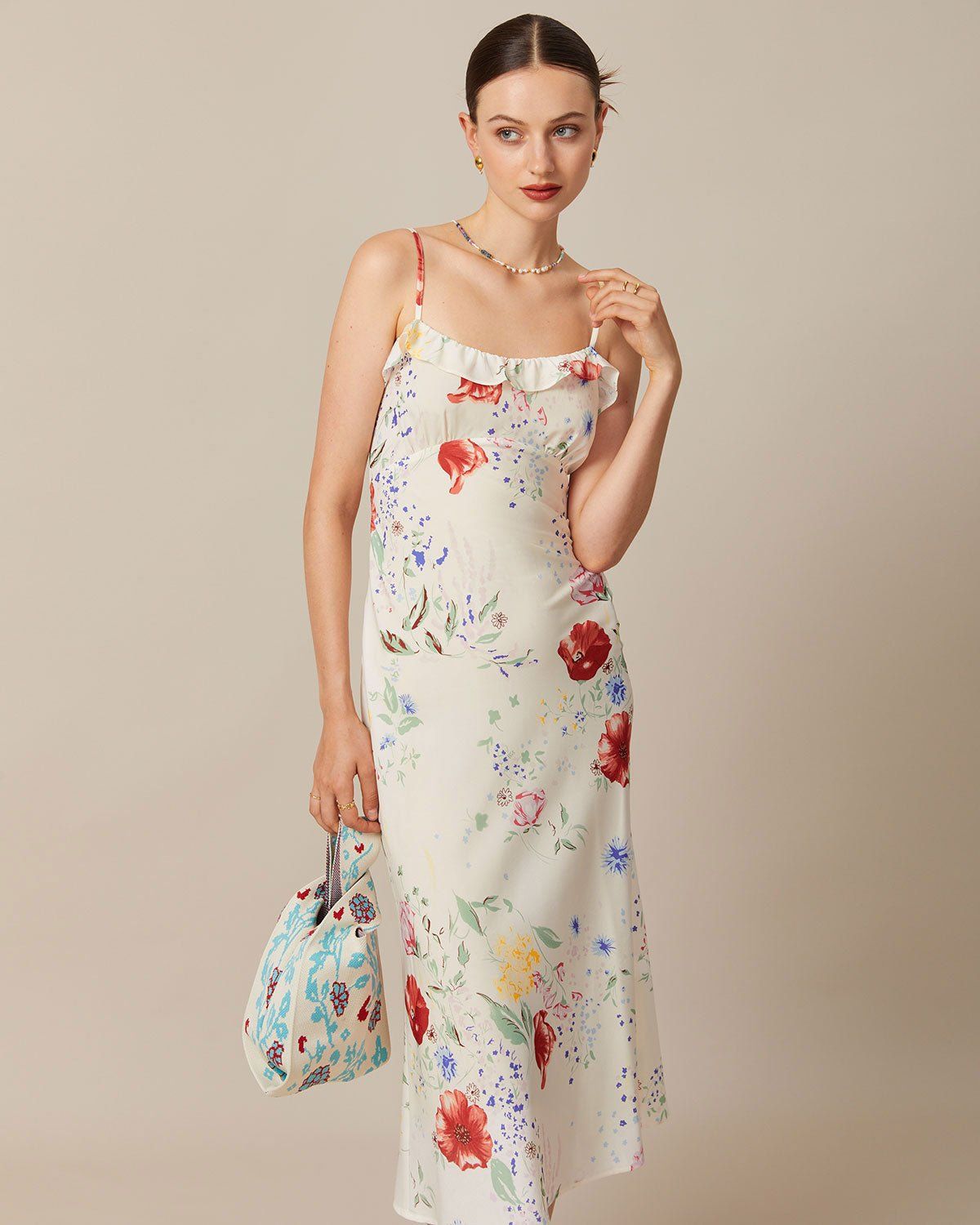The Apricot Floral Ruffle Bodycon Midi Dress sold by rihoas