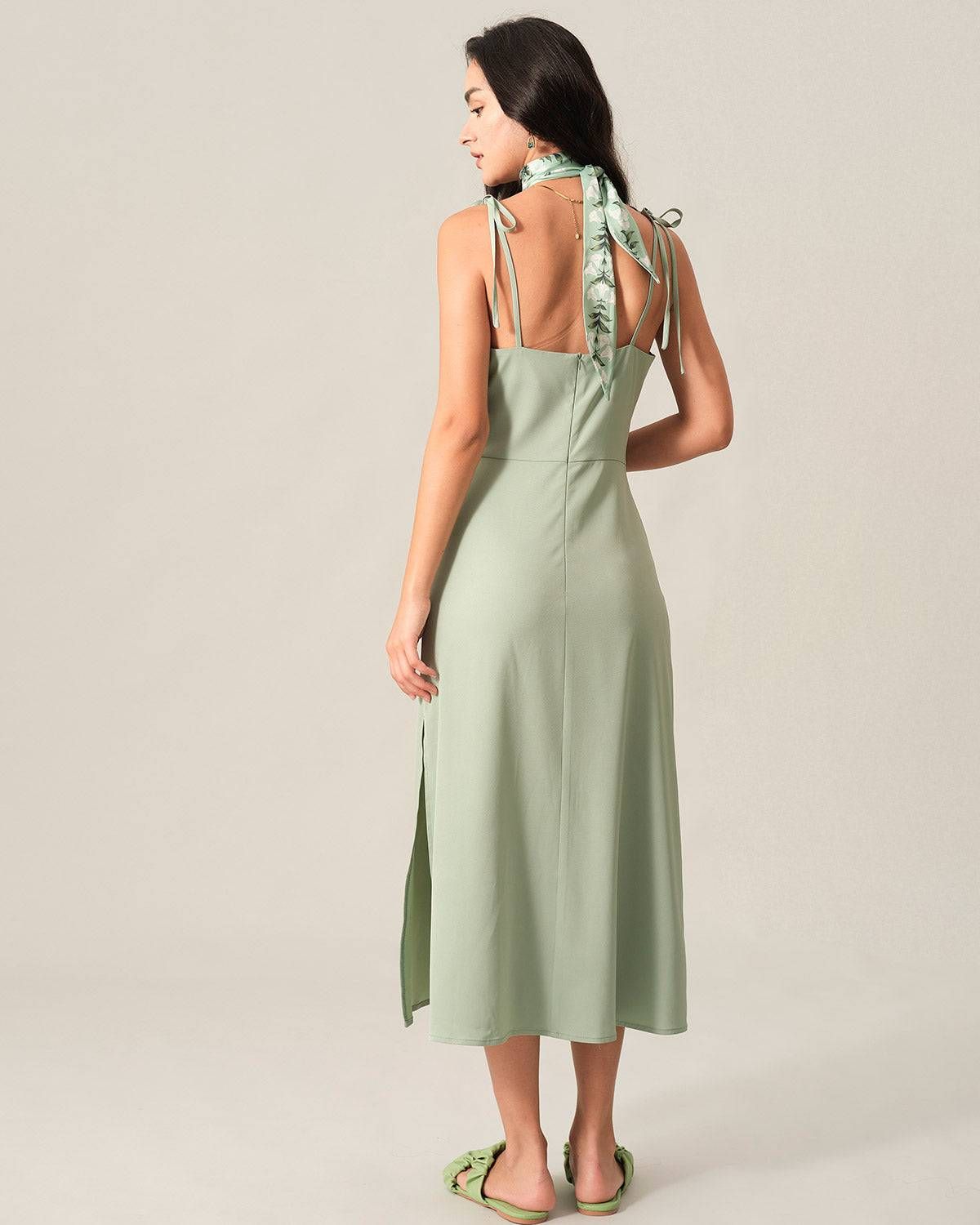 The Solid Tie Strap Midi Dress sold by rihoas product image thumbnail 5