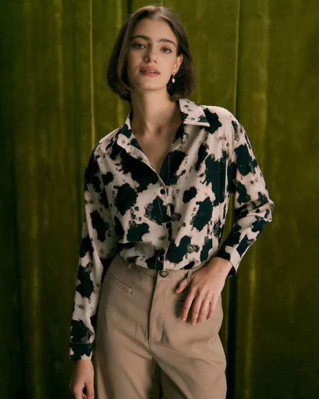 The Black Collared Leopard Button Up Shirt sold by rihoas