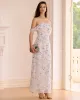 The White Floral Slit Strapless Maxi Dress sold by rihoas