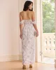 The White Floral Slit Strapless Maxi Dress sold by rihoas