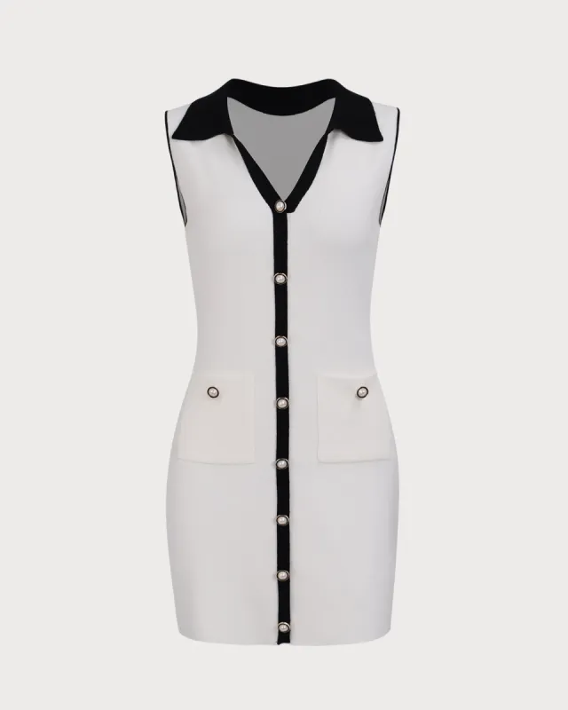 Women's White Contrasting Bodycon Sweater Mini Dress sold by rihoas